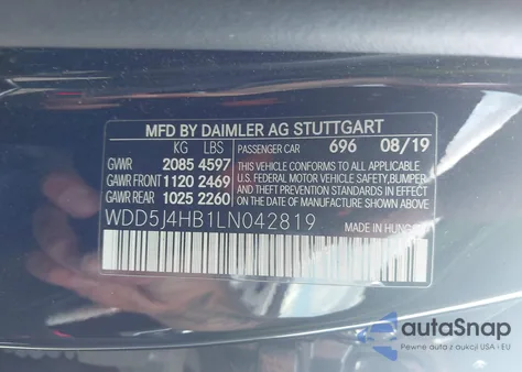 2020 Mercedes-Benz Cla 250 4Matic z USA, uszkodzony, nr VIN WDD5J4HB1LN042819